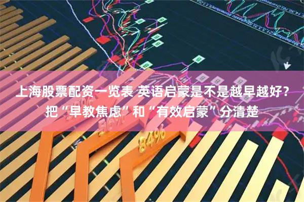 上海股票配资一览表 英语启蒙是不是越早越好？把“早教焦虑”和“有效启蒙”分清楚